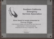 Southern California Emergency Services Association recognition for exceptional efforts in the field of  disaster management